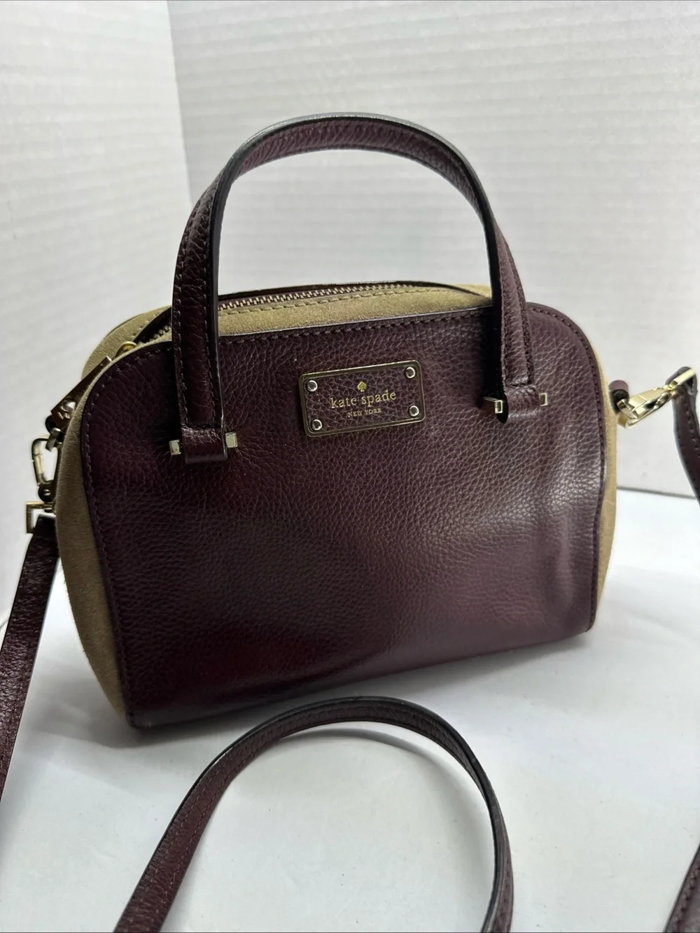 kate spade Two-Tone Burgundy and Tan Top-Handle Satchel